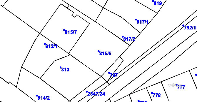 Parcela st. 815/6 v KÚ Hluk, Katastrální mapa