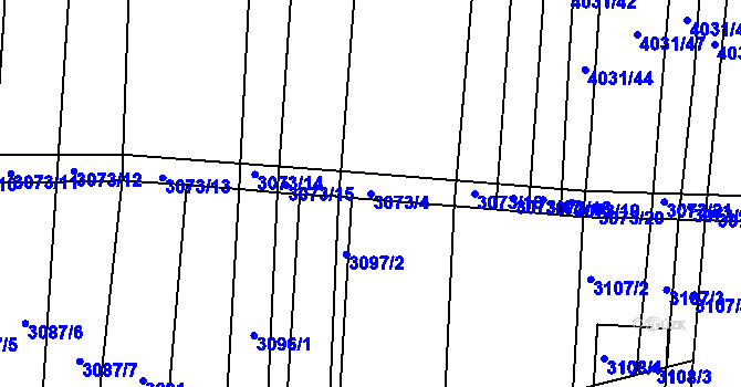 Parcela st. 3073/4 v KÚ Hluk, Katastrální mapa