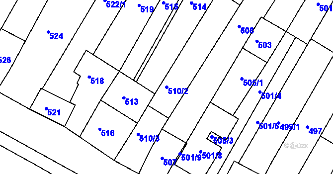 Parcela st. 510/2 v KÚ Hluk, Katastrální mapa