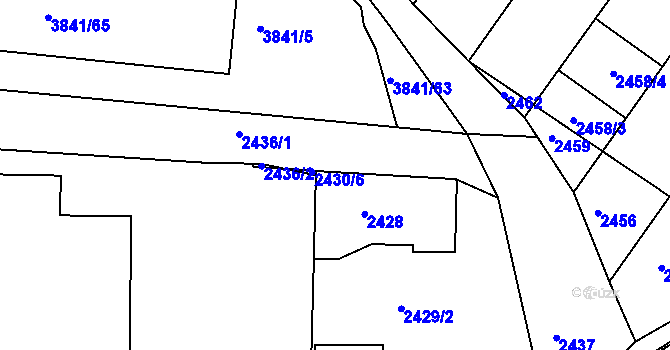 Parcela st. 2429/1 v KÚ Hluk, Katastrální mapa
