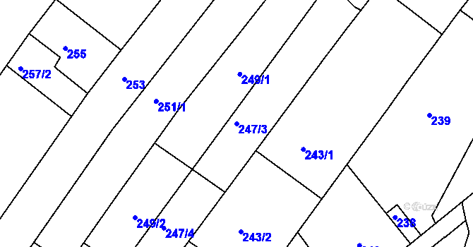 Parcela st. 247/3 v KÚ Hluk, Katastrální mapa