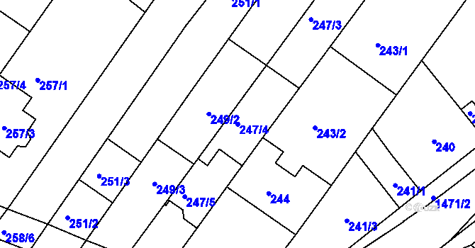 Parcela st. 247/4 v KÚ Hluk, Katastrální mapa