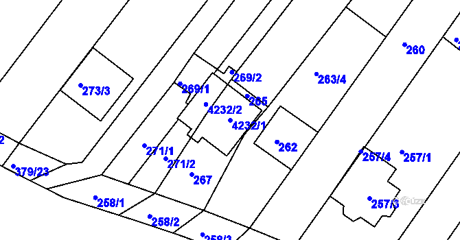Parcela st. 4232/1 v KÚ Hluk, Katastrální mapa