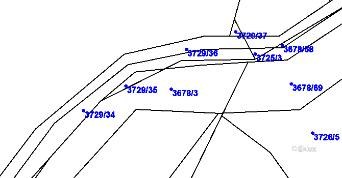 Parcela st. 3678/3 v KÚ Hluk, Katastrální mapa
