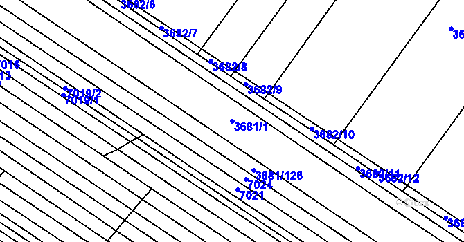 Parcela st. 3681/1 v KÚ Hluk, Katastrální mapa