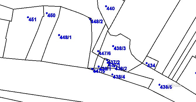 Parcela st. 447/6 v KÚ Hluk, Katastrální mapa