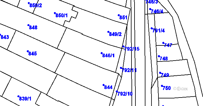 Parcela st. 846/1 v KÚ Hluk, Katastrální mapa