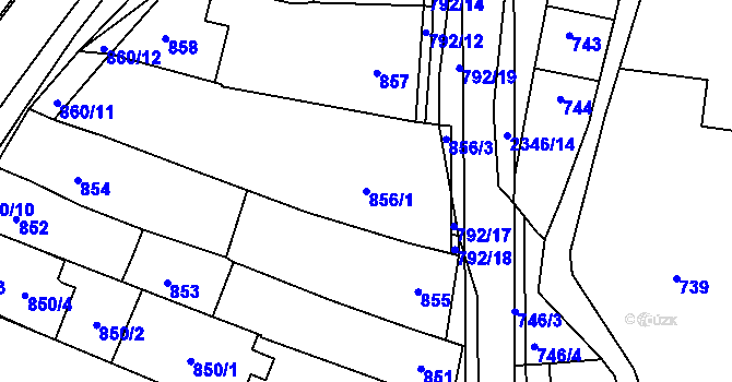 Parcela st. 856/1 v KÚ Hluk, Katastrální mapa