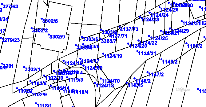Parcela st. 1124/19 v KÚ Hluk, Katastrální mapa