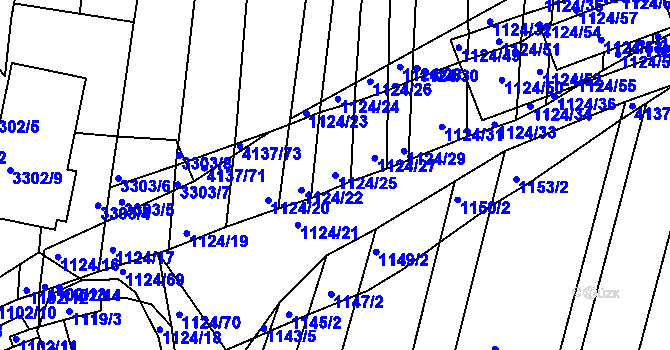 Parcela st. 1124/25 v KÚ Hluk, Katastrální mapa