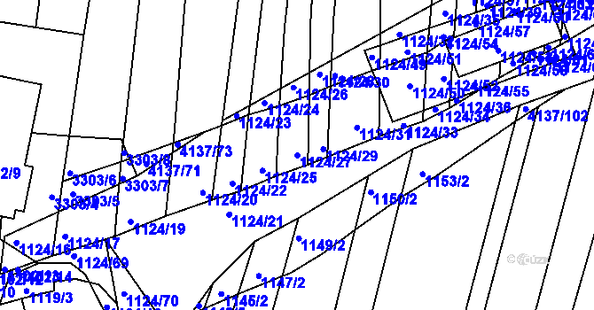 Parcela st. 1124/27 v KÚ Hluk, Katastrální mapa