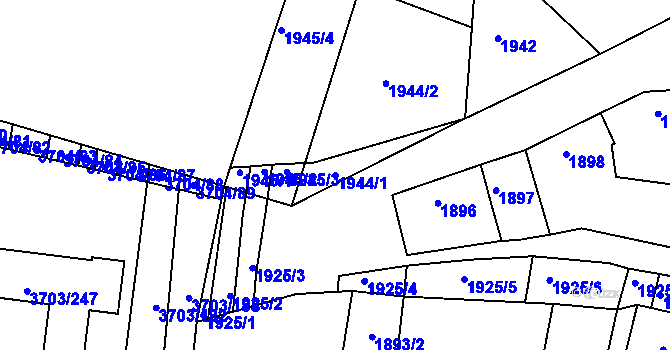 Parcela st. 1944/1 v KÚ Hluk, Katastrální mapa