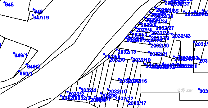 Parcela st. 2029/6 v KÚ Hluk, Katastrální mapa