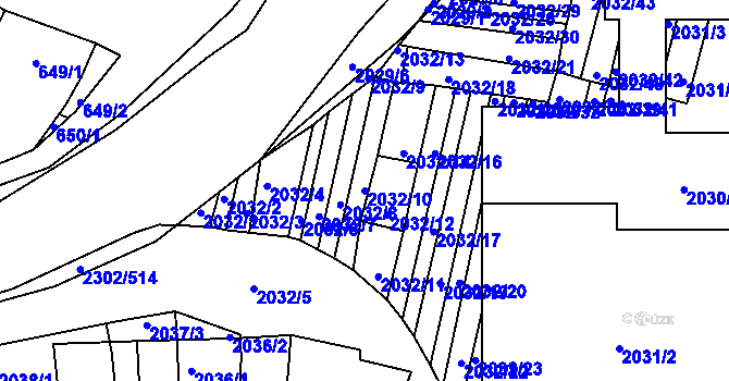 Parcela st. 2032/10 v KÚ Hluk, Katastrální mapa