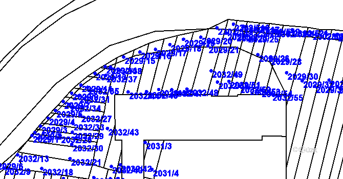 Parcela st. 2032/47 v KÚ Hluk, Katastrální mapa