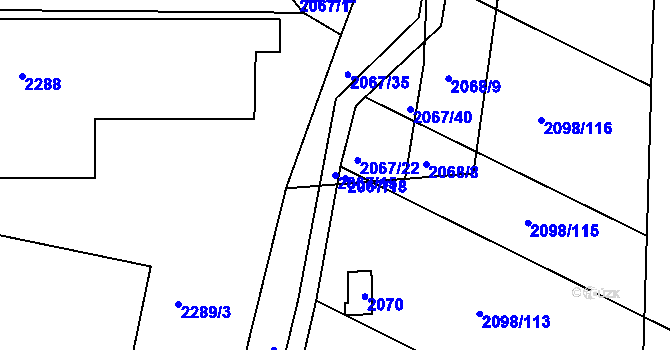 Parcela st. 2067/15 v KÚ Hluk, Katastrální mapa