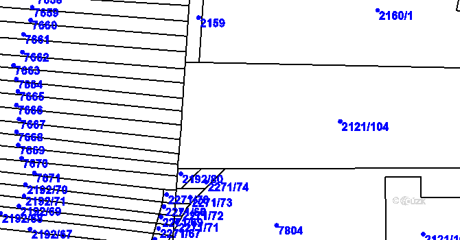 Parcela st. 2192/84 v KÚ Hluk, Katastrální mapa