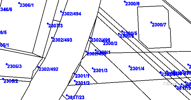 Parcela st. 2300/1 v KÚ Hluk, Katastrální mapa