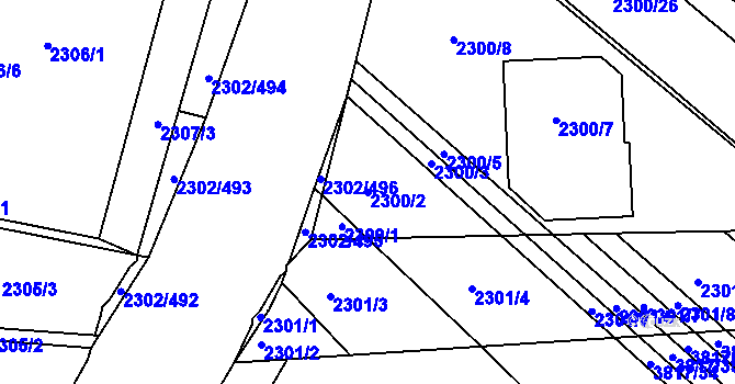 Parcela st. 2300/2 v KÚ Hluk, Katastrální mapa