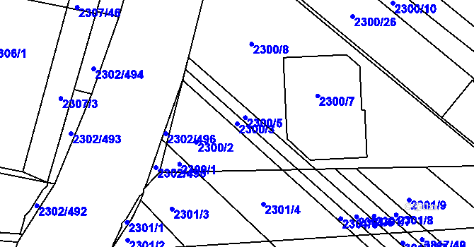 Parcela st. 2300/3 v KÚ Hluk, Katastrální mapa