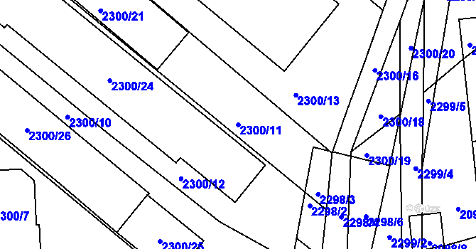 Parcela st. 2300/11 v KÚ Hluk, Katastrální mapa