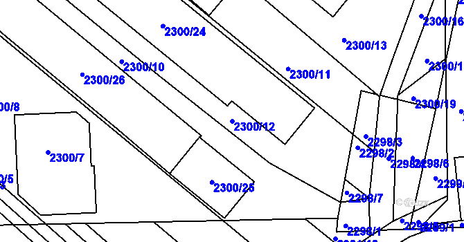 Parcela st. 2300/12 v KÚ Hluk, Katastrální mapa