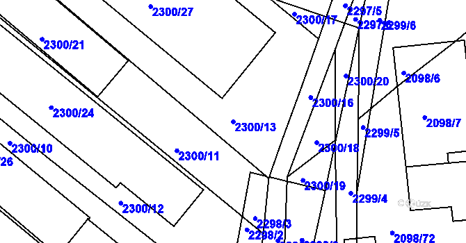 Parcela st. 2300/13 v KÚ Hluk, Katastrální mapa