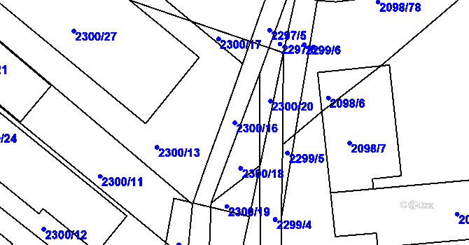 Parcela st. 2300/16 v KÚ Hluk, Katastrální mapa