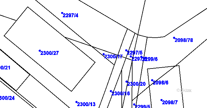 Parcela st. 2300/17 v KÚ Hluk, Katastrální mapa
