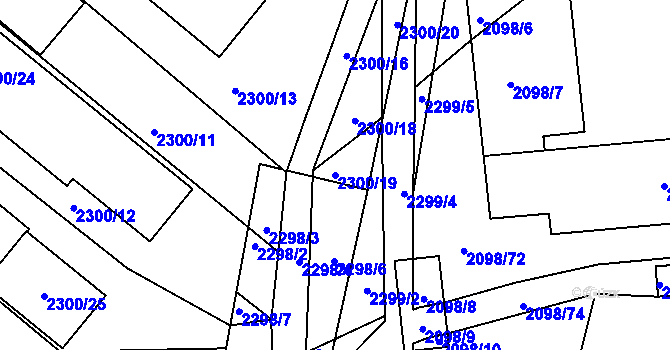 Parcela st. 2300/19 v KÚ Hluk, Katastrální mapa