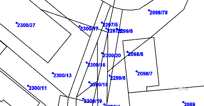 Parcela st. 2300/20 v KÚ Hluk, Katastrální mapa