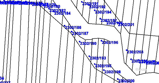 Parcela st. 2302/190 v KÚ Hluk, Katastrální mapa