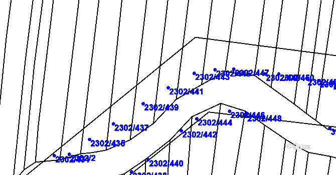 Parcela st. 2302/441 v KÚ Hluk, Katastrální mapa