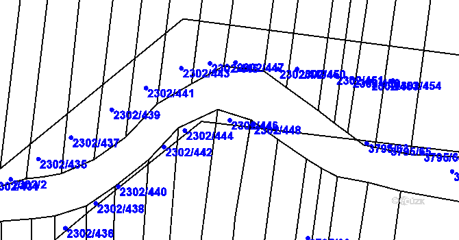 Parcela st. 2302/446 v KÚ Hluk, Katastrální mapa
