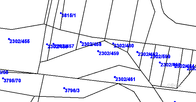 Parcela st. 2302/459 v KÚ Hluk, Katastrální mapa