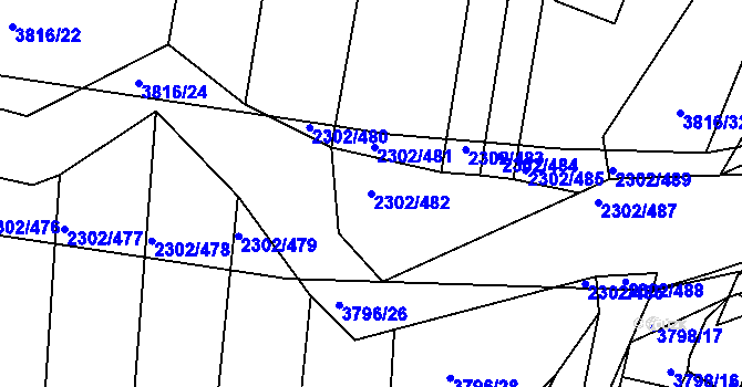 Parcela st. 2302/482 v KÚ Hluk, Katastrální mapa