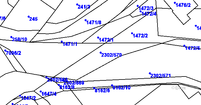 Parcela st. 2302/570 v KÚ Hluk, Katastrální mapa