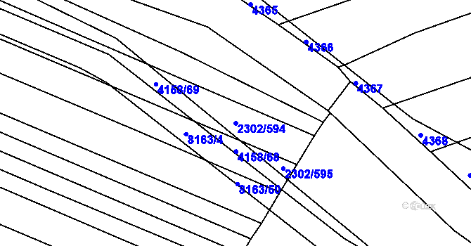 Parcela st. 2302/594 v KÚ Hluk, Katastrální mapa