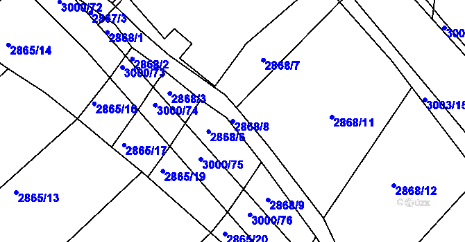 Parcela st. 2868/8 v KÚ Hluk, Katastrální mapa