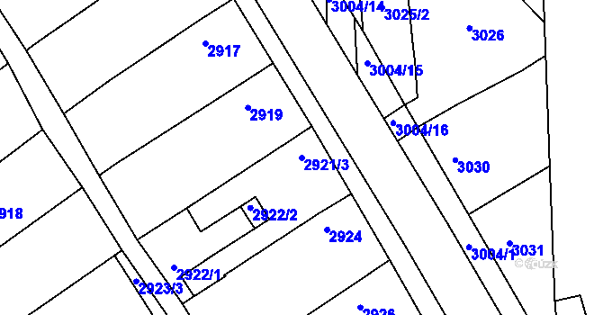 Parcela st. 2921/3 v KÚ Hluk, Katastrální mapa