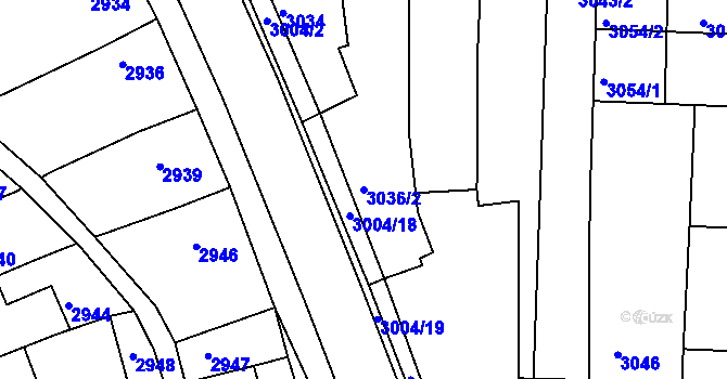 Parcela st. 3036/2 v KÚ Hluk, Katastrální mapa