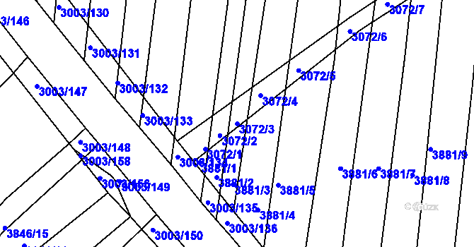 Parcela st. 3072/3 v KÚ Hluk, Katastrální mapa