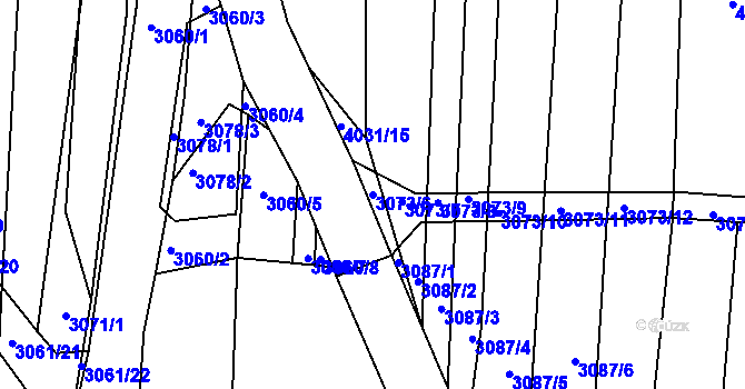 Parcela st. 3073/6 v KÚ Hluk, Katastrální mapa