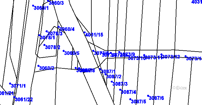 Parcela st. 3073/7 v KÚ Hluk, Katastrální mapa