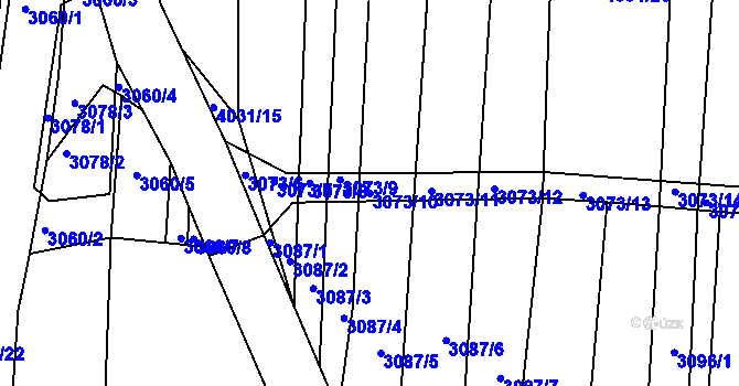 Parcela st. 3073/10 v KÚ Hluk, Katastrální mapa