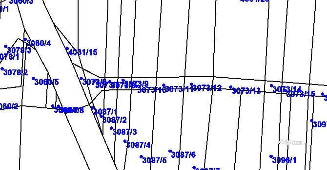 Parcela st. 3073/11 v KÚ Hluk, Katastrální mapa