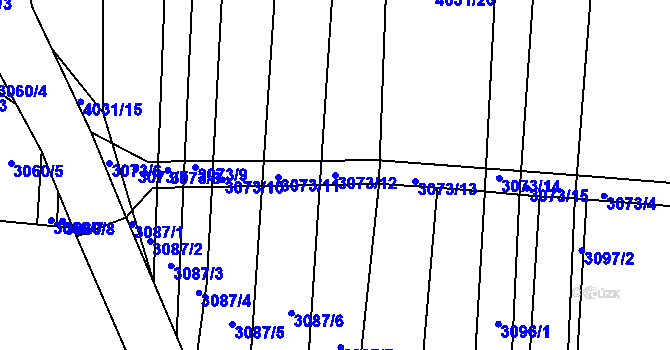 Parcela st. 3073/12 v KÚ Hluk, Katastrální mapa