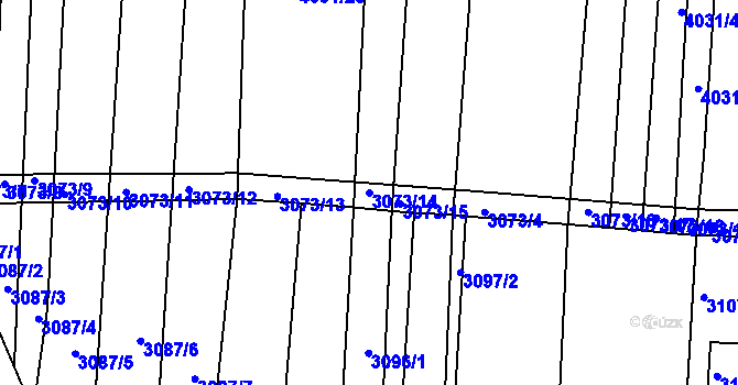 Parcela st. 3073/14 v KÚ Hluk, Katastrální mapa