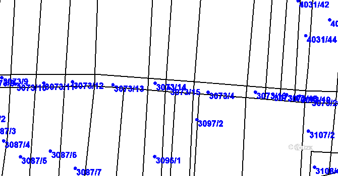 Parcela st. 3073/15 v KÚ Hluk, Katastrální mapa