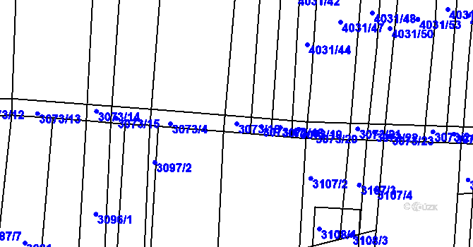 Parcela st. 3073/16 v KÚ Hluk, Katastrální mapa
